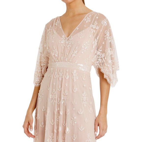 Mac Duggal 9144 Size 16 Blush Pink Pastel Vintage Style Embellished Gown Dress - Picture 3 of 4